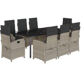  9-dijelni vrtni blagovaonski set od poliratana s jastucima sivi Siva 200 cm table length | shoptok.hr