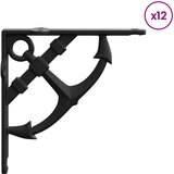  Nosači za zidne police 12 kom. Crna 10 x 10 x 3 cm Čelik | shoptok.hr