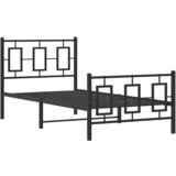  The Living Store Kovinski posteljni okvir z vzglavjem in vznožjem črn 90x200 cm - Posteljni Okvir, (21500085) | Shoptok.si