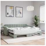 vidaXL Dnevni krevet na razvlačenje svjetlosivi 90 x 190 cm baršunasti | shoptok.hr