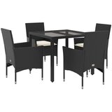  5-dijelni vrtni blagovaonski set s jastucima poliratan i staklo Crna 90 x 90 x 75 cm | shoptok.hr