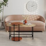 Marckeric Opečnato oranžne/v naravni barvi mizice v kompletu 2 ks z mizno ploščo v hrastovem dekorju 65x103 cm Rosie – | Shoptok.si