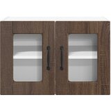  Zidni stakleni ormarić PORTO 2 pcs Smeđi hrast 60 x 31 x 40 cm | Eponuda.com