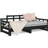  Izvlečna dnevna postelja črna trdna borovina 2x(90x200) cm, (20601221) | Shoptok.si