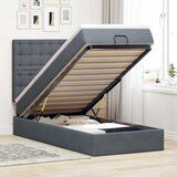 Maison Chic Otomanski Posteljni okvir - Enojna postelja - Postelja za odrasle z vzmetnicami siv 90x200cm žamet-J2126, (21770226) | Shoptok.si