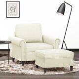  Fotelja s tabureom krem 60 cm baršunasta Cene