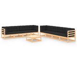 The Living Store Vrtna sedežna garnitura 9-delna z blazinami trdna borovina - Vrtna Sedežna Garnitura, (21480750) | Shoptok.si