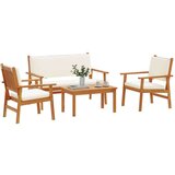 vidaXL Sofa set Set 4 Naravno Trden akacijev les | Shoptok.si