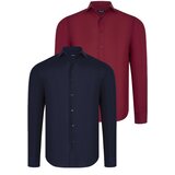 Dewberry DUAL SET G726 MENS SHIRTS-NAVY BLUE- BURGUNDY Cene