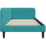  Kutni okvir kreveta s uzglavljem Tirkizna 90 x 190 cm Baršun | shoptok.hr