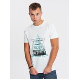 Ombre Men's printed cotton t-shirt - white Cene