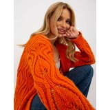 Fashion Hunters Orange women's openwork cardigan with wool Cene