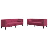  2-dijelni set sofa Chesterfield crvena boja vina baršunasti | shoptok.hr