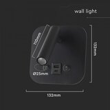  Zidna LED spot svetiljka sa USB portom LED/8W/230V 3000K crna | Eponuda.com