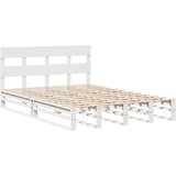 vidaXL posteljni okvir z vzglavjem bel 120x200 cm trdna borovina, (21273445) | Shoptok.si