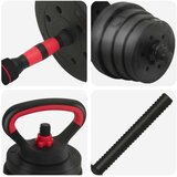  4-u-1 set bučica, brojčana i kettlebell 30 kg Crna i crvena | shoptok.hr