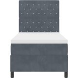 vidaXL Postelja z vzmetnico z vzmetnico Temno siva 90 x 190 cm Žamet | Shoptok.si