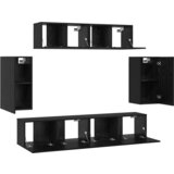 vidaXL TV Kabinet za Zid s pohranom s vratima 6 pcs Crni hrast Konstruirano drvo | shoptok.hr