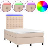vidaXL Box spring postelja z vzmetnico LED kapučino 120x190 cm, (21111985) | Shoptok.si