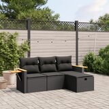 Maison Chic Seti vrtnega pohištva - Vrtna garnitura - Vrtni pohištvo set 4-delna z blazinami črna poli ratan, (21819532) | Shoptok.si
