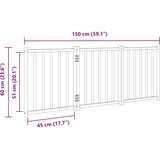  Vrata za pse sklopiva 3 panela crna 150 cm od masivna jelovina | shoptok.hr