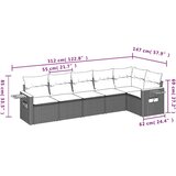 vidaXL 6-dijelni set vrtnih sofa s jastucima crni od poliratana | shoptok.hr