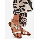 Boto Ladies leather sandals on flat heel Zazoo 3688 gold | ePonuda.com