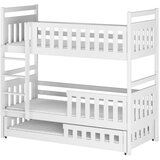 Molarem Home Drveni dječji krevet na kat Oliwia s tri kreveta - bijeli - 180x80 cm - Madrac PE pjena 8 cm-spužvasti madrac | shoptok.hr