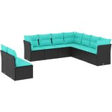  Vrtni set od 9 dijelova s jastucima, crni poliratan | shoptok.hr