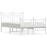 Metalni okvir kreveta uzglavlje i podnožje bijeli 135 x 190 cm | shoptok.hr