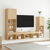  4-dijelni zidni TV elementi s LED svjetlima boja hrasta drveni | shoptok.hr