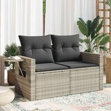 Maison Chic Vrtni kavč - Zunanji kavč z blazinami 2-sedežni svetlo siv poli ratan, (22043724) | Shoptok.si