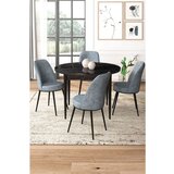 Hanah home Tor - Black Marble, Grey Black MarbleGrey Dining Table & Chairs Set (5 Pieces) | ePonuda.com