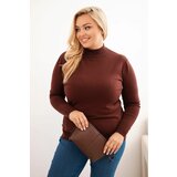 Kesi Włoski Women's Plus Size sweater made of viscose with a turtleneck brown Cene