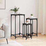  Uklapajući bočni stolići 3 kom crni od konstruiranog drva | shoptok.hr