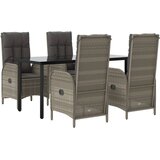  5-dijelni vrtni blagovaonski set crno-sivi od poliratana Siva Dužina stola 160 cm | shoptok.hr