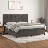 Box spring postelja z vzmetnico temno siva 200x200 cm žamet, (20725495) Cene