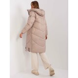 Fashion Hunters Dark beige winter jacket with hood SUBLEVEL Cene