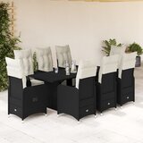 vidaXL Vrtna bistro garnitura 9-delna z blazinami črn poli ratan | Shoptok.si