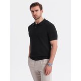 Ombre Men's cotton structured knit polo shirt - black | Shoptok.si
