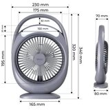  LED Punjivi stoni ventilator sa LED osvetljenjem LED/2,8W/5V USB 2400 mAh siva | Eponuda.com