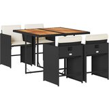 vidaXL 5-dijelni vrtni blagovaonski set s jastucima od poliratana crni | shoptok.hr