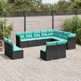  12-dijelni vrtni set s jastucima crni poliratan | shoptok.hr