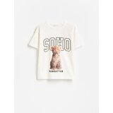 Reserved Ležerni t-shirt s printom - krem | shoptok.hr