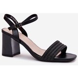 VINCEZA Womens Sandals On A Heel With Rhinestones And Weaving | Shoptok.si