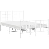  Metalni okvir kreveta uzglavlje i podnožje bijeli 120x200 cm | shoptok.hr