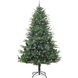 vidaXL Umjetna predsvetljena božićna jelka s kompletom kroglica Zelena | Shoptok.si