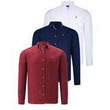 Dewberry TRIPLE SET G674 MENS SHIRT-NAVY BLUE-WHITE-BURGUNDY Cijene