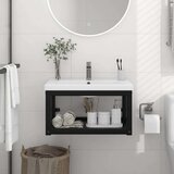 vidaXL Zidni okvir za kupaonski umivaonik crni 59x38x31 cm željezni | shoptok.hr