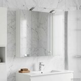  Kopalniška ogledalna omara z LED lučmi Bela 80 x 14.5 x 70 cm, (5000233102) | Shoptok.si
